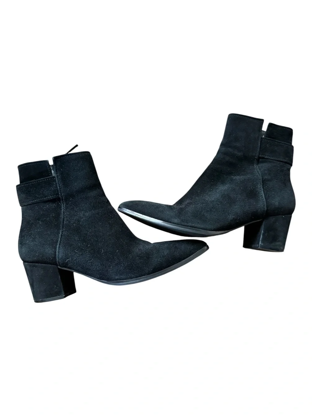 Vaneli Black Suede Pointed Ankle Booties